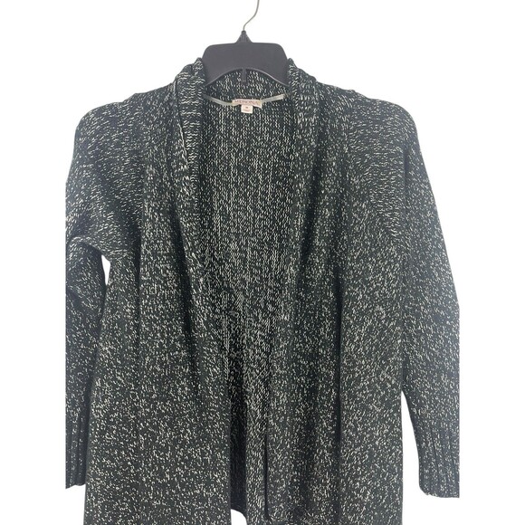 Merona Women’s M Black White Marled Open Front Cardigan Sweater - Picture 2 of 14